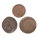 Miss-struck Coinage, Pennies, 1964, spectacularly off-centre, irregular flan 9.6gm, lustrous EF;