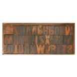 British Letterpress Printing. A case of wood type, (woodletter) first half 20th c