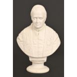 A Robinson & Leadbeater Parian ware bust of Pope Pius IX, c1870, after J H Mohr, on socle, 30cm h