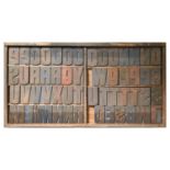 British Letterpress Printing. A case of wood type, (woodletter) first half 20th c