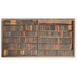 British Letterpress Printing. A case of wood type, (woodletter) first half 20th c, including 'A'