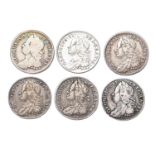 George II, Sixpences, 1746 LIMA, 1750, 1751, 1757, 1758/7 (2), vg-VF (6)