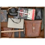 Miscellaneous vintage cameras and binoculars, including Polaroid 104