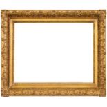 A Victorian giltwood and composition picture frame, in mid 18th c English style with ribbon sight,