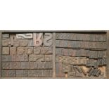 British Letterpress Printing. A case of wood type, (woodletter) first half 20th c