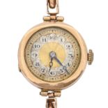 A 9ct gold lady's wristwatch, 21mm diam, import marked London 1928, on expanding gold bracelet,