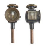 A pair of Victorian brass and black japanned carriage lamps, Phoenix Carriage Works Market