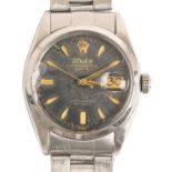 A Rolex stainless steel gentleman's wristwatch, Oyster Perpetual Date, with black dial, 33mm diam,