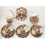 A Royal Crown Derby Imari pattern tea service, late 20th c, teapot and cover 18cm h, printed mark (