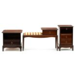 A Stag mahogany bedside cabinet, c. 1970, oversailing rounded rectangular top above a niche and a