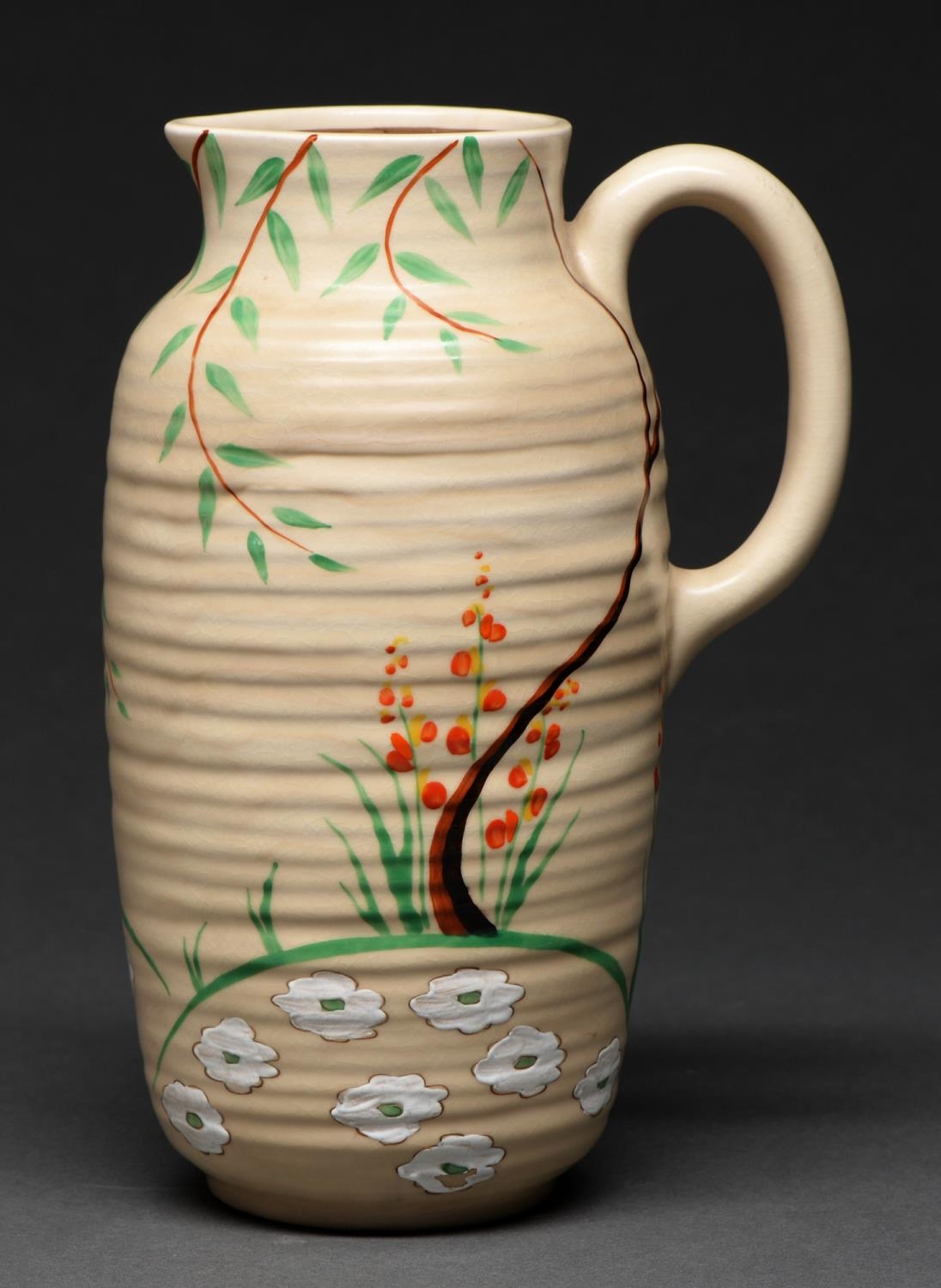 Clarice Cliff. A Dryday Greek jug, 1937, 23.5cm h, printed mark Good condition