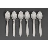 Georg Jensen. A set of six silver coffee spoons, Cactus pattern, maker's mark, import marked