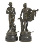 A pair of Italian Grand Tour bronze statuettes of the Apollo Belvedere and Venus de Medici after the