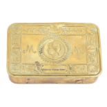 WWI brass Queen Mary’s Gift Tin Christmas 1914