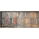 British Letterpress Printing. A case of wood type, (woodletter) first half 20th c