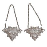 A pair of Victorian die stamped silver vine leaf wine labels - PORT  and SHERRY, 67mm l, by Reilly &
