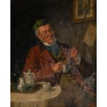 Follower of Hermann Kern - A Quiet Pipe; Musical Refreshment, a pair, both signed 'H Kern', oil on