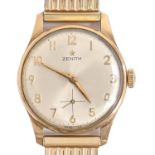 A Zenith 9ct gold gentleman's wristwatch, 31mm diam, London 1965, later expanding bracelet Case back