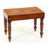 A Victorian mahogany bidet, on reeded tapering turned legs, 44cm h; 34 x 57cm Box top split and