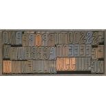 British Letterpress Printing. A case of wood type, (woodletter) first half 20th c, including 'A'