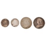 Victoria Halfcrown (2) and Shilling (2), various dates (4)
