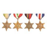 WWII, four, Atlantic Star, Burma Star, Italy Star and France and Germany Star