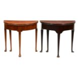 Two George II mahogany tea tables, on tapering legs and pad feet, 71 and 72cm h; 36.5 and 38cm x