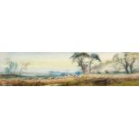 Arthur Willett (1857-1918) The Hunt in Full Cry, signed, watercolour, 12.5 x 50.5cm Good condition