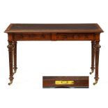 Lamb of Manchester. A Victorian mahogany writing table, the oblong top with moulded lip above two