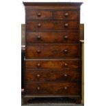 A George III mahogany chest on chest, 195cm h; 54 x 110cm Victorian replacement knobs, no