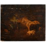 In the manner of George Morland - A Farmer with his Work Horse and Dog, palimpsest caricature of