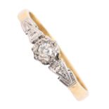 A diamond solitaire ring, illusion set, 18ct gold hoop, Birmingham 1963, 2.5g, size M Good