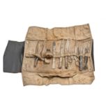 Medical Interest. A WWI medical orderly's instrument roll, of khaki coloured canvas with black