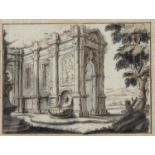 Giovanni Dal Re (Fl. 18th c) - Design for Scenery, pen, ink and wash in black line border, 16 x 21.