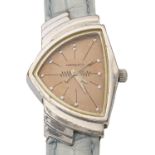 A Hamilton Watch Co plated triangular lady's wristwatch, Ref 6259, 1998, quartz movement, 37mm,