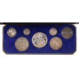 Victoria crown - silver Threepence set 1887, cleaned, cased