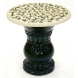 A glazed pottery garden table, recent manufacture, 66cm h; 65cm diam Good conditon