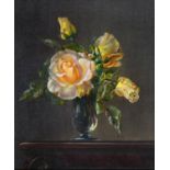 Cecil Kennedy (1905-1997) - Yellow Roses, signed, oil on canvas, 28.5 x 24cm Provenance: J J