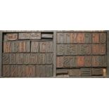 British Letterpress Printing. A case of wood type, (woodletter) first half 20th c, including 'A'