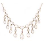 A moonstone necklace, early 20th c, in gold, 39.5cm l, 9g Good condition