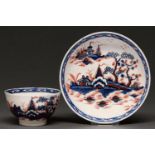 A Liverpool tea bowl and saucer, James Pennington, c1770, painted in underglaze blue and overglaze