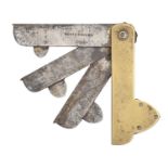 Medical Interest. A brass three blade fleam, probably veterinary, c1840, 90mm l, blade stamped