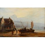 Arthur Walker Redgate (1860-1906) - A Fishing Village at Dawn, signed, oil on canvas, 29 x 44cm