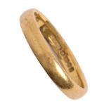 A 22ct gold wedding ring, Birmingham 1951, 4.2g, size O Slight wear