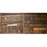 British Letterpress Printing. A case of wood type, (woodletter) first half 20th c, including 'A'