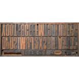 British Letterpress Printing. A case of wood type, (woodletter) first half 20th c