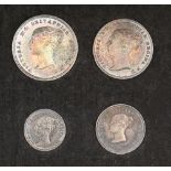 Maundy money 1d-4d 1865, toned, modern case