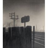 Trevor Grimshaw (1947-2001) - Near the Railway, signed, signed again, inscribed with the title and