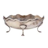 An Edwardian silver fruit bowl, on four feet, 19.5cm l, by James Ramsay, Sheffield 1902, 10ozs 8dwts