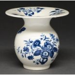 A Worcester blue and white spittoon, c1775, transfer printed with flowers from the Pinecone Group